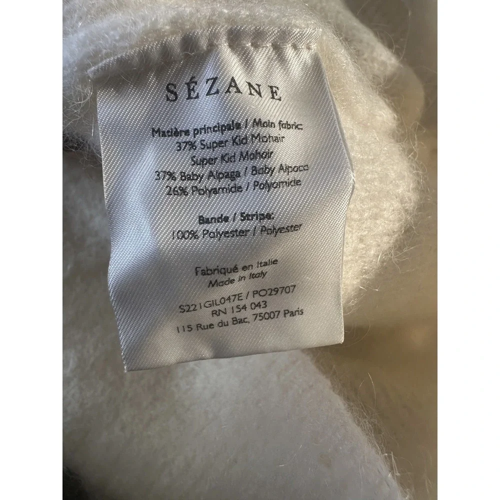Sezane Gaspard Super Kid Mohair Baby Alpaca Ecru Cardigan Sweater XXS Luxury - Picture 8 of 14